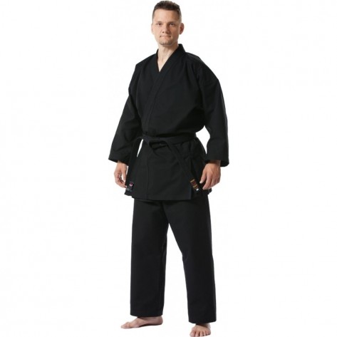 Tokaido Karate Black Kata Gi, 12oz, American Cut - Tsunami Silver Uniform